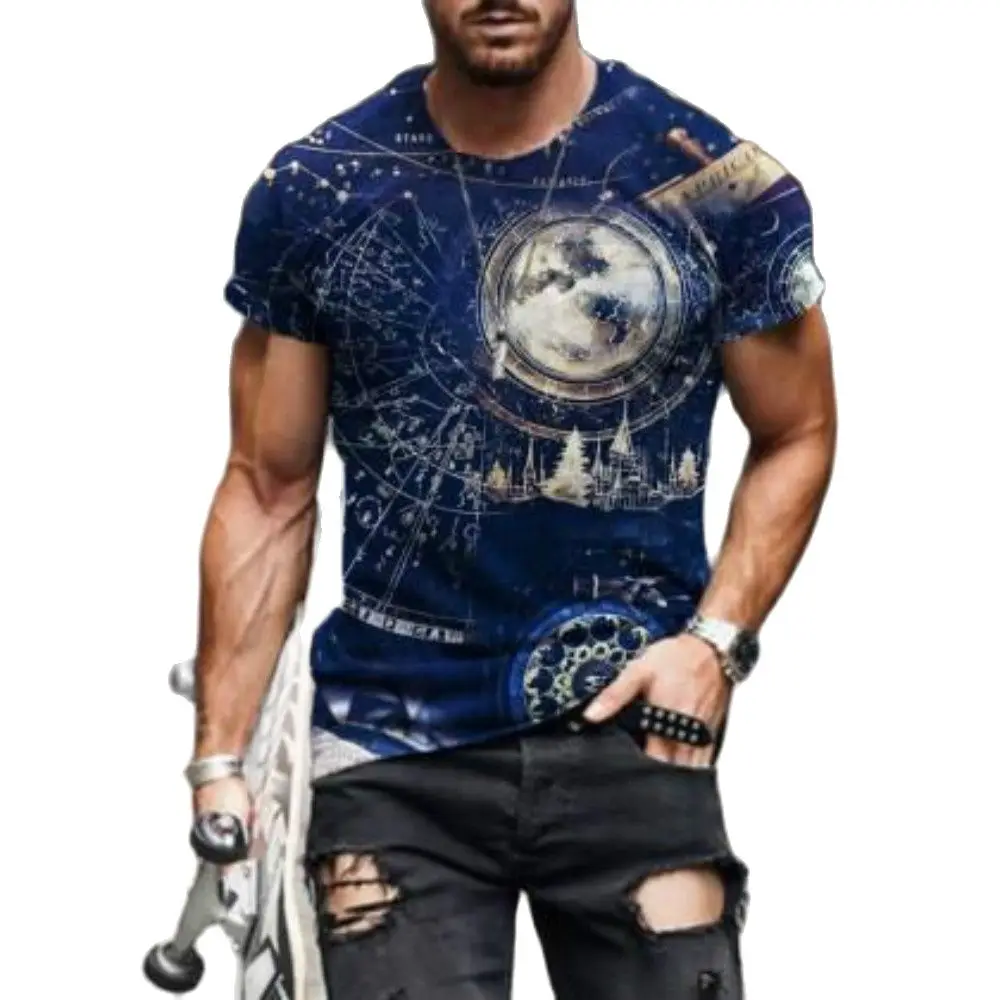 

Retro 3D printing T-shirt men's skull print O-neck short-sleeved shirt fashion street style 2021 summer