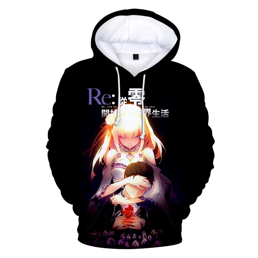 

Novelty Re:Life In A Different World From Zero RE0 Subaru Emilia Rem 3D Hoodies Men/Women Sweatshirts Adult/Child Pullovers