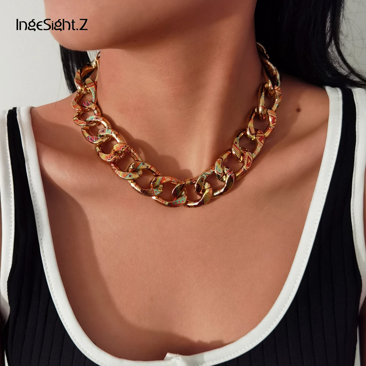 IngeSight.Z стимпанк уличное массивное плотное кубинское колье ожерелье воротник
