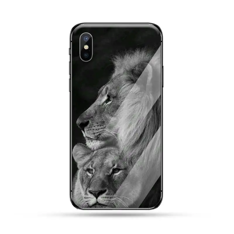 

The Lion king of the forest Animals luxury Phone Case funda Tempered glass For iphone 5C 6 6S 7 8 plus X XS XR 11 PRO MAX
