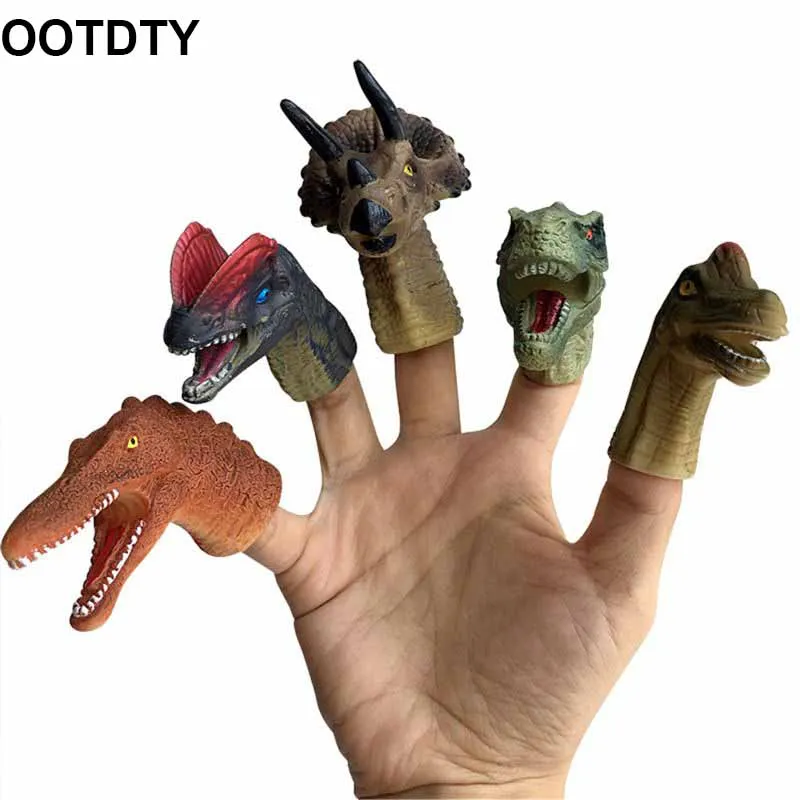 

5PCS Realistic Dinosaur Finger Puppets Set Role Playing Toy Kids Tell Story Prop