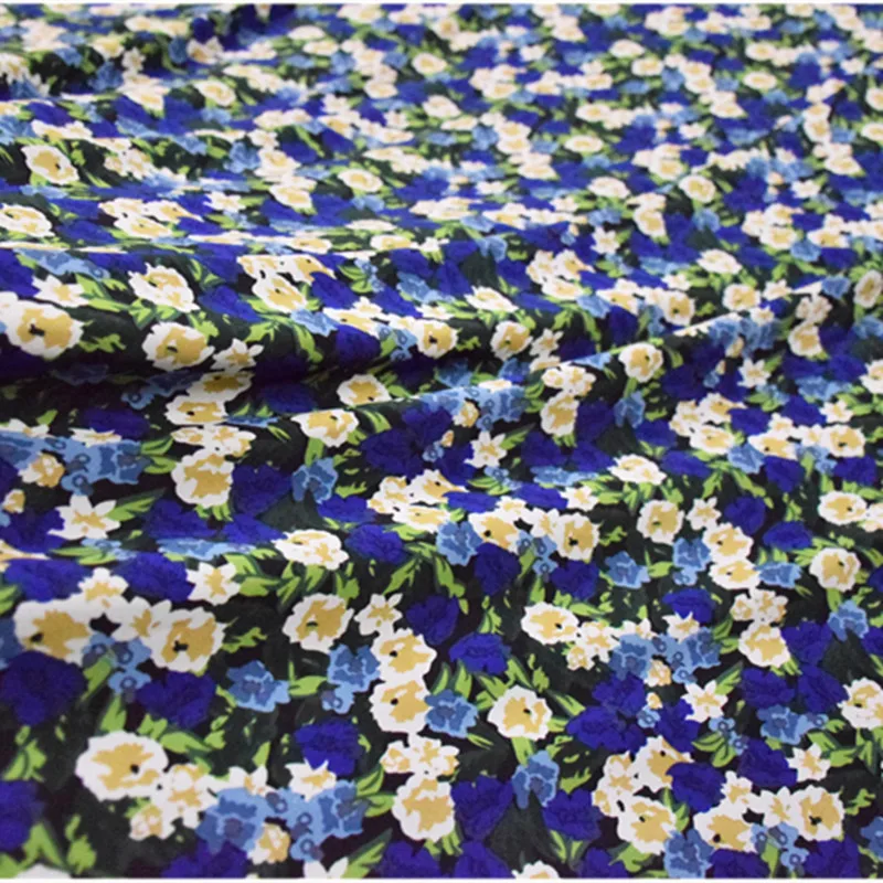 Half Meter New Design Fashion High Grade Royal Blue Flower Chiffon Fabric For Garment Dress Sewing Material T1382 | Дом и сад