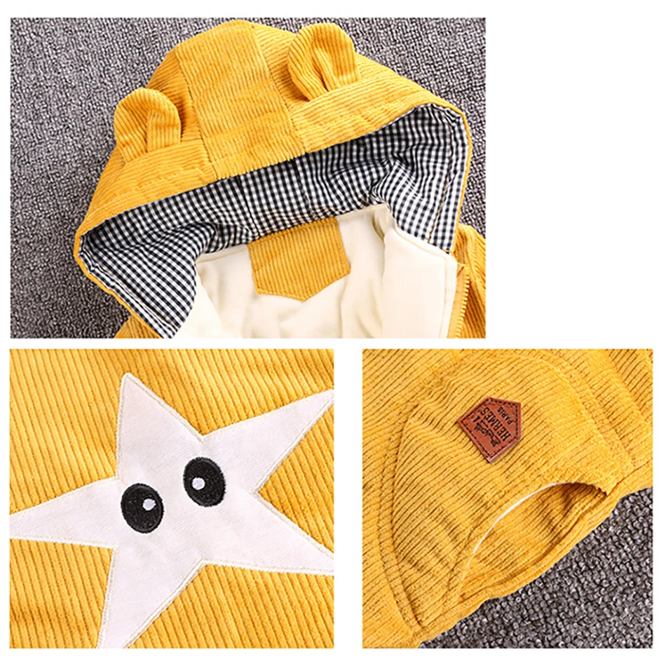 Children's Warm Jackets Kids Sports Hooded Outerwear 2020 Winter New Baby Boy and Girl Clothes Stars Girls Coat | Детская одежда и