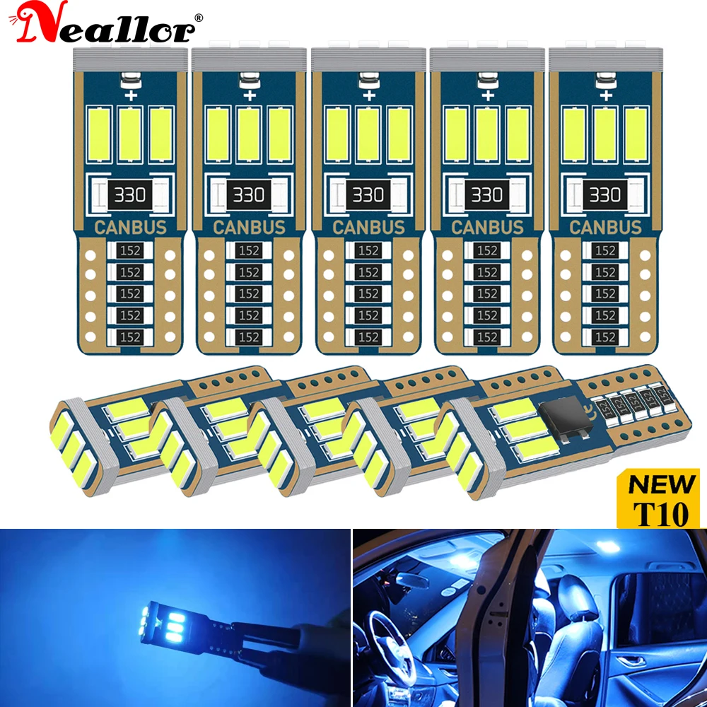 

10 шт., Автомобильные светодиодные лампы W5W 4014 SMD T10 194 168