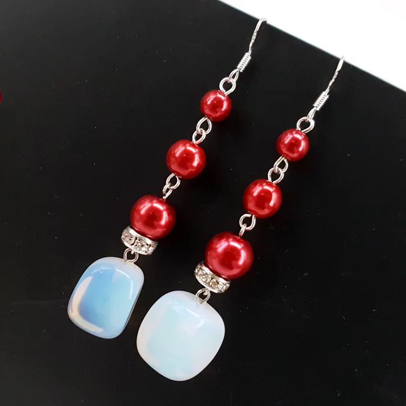 Женские Гламурные серьги с натуральными драгоценными камнями популярные