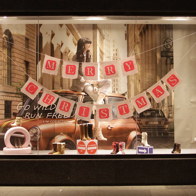 Рождественские Висячие флаги рождественские баннеры Новогодние украшения