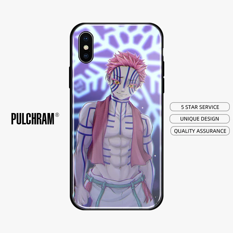 Мягкий силиконовый стеклянный чехол Akaza Upper Moon Kimetsu no Yaiba для Apple iPhone 6 6s 7 8 Plus X XR XS 11