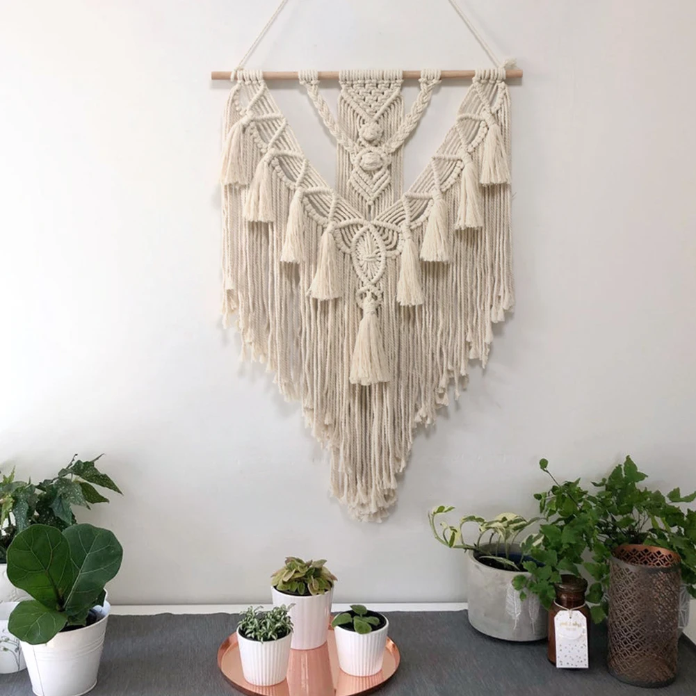 

Home Bedroom Macrame Woven Tapestry Office Dormitory Nordic Crafts Wall Hanging With Long Tassel Geometric Living Room Gifts