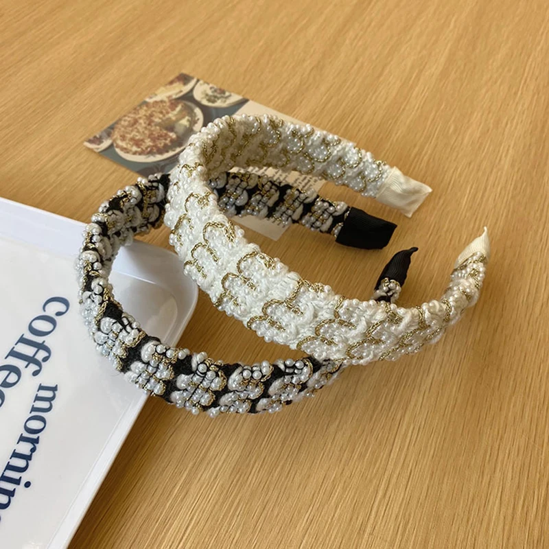 

Winter Pearl Wool Wide Brim Headband Women's Hair Accessories Plush Hair Hoop Korean Version Broad-brimmed Hair Hoop