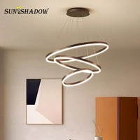 hanging lamp circle led pendant light for home living room dining room kitchen surface moutn acrylic pendant lamp 20 40 60 80cm