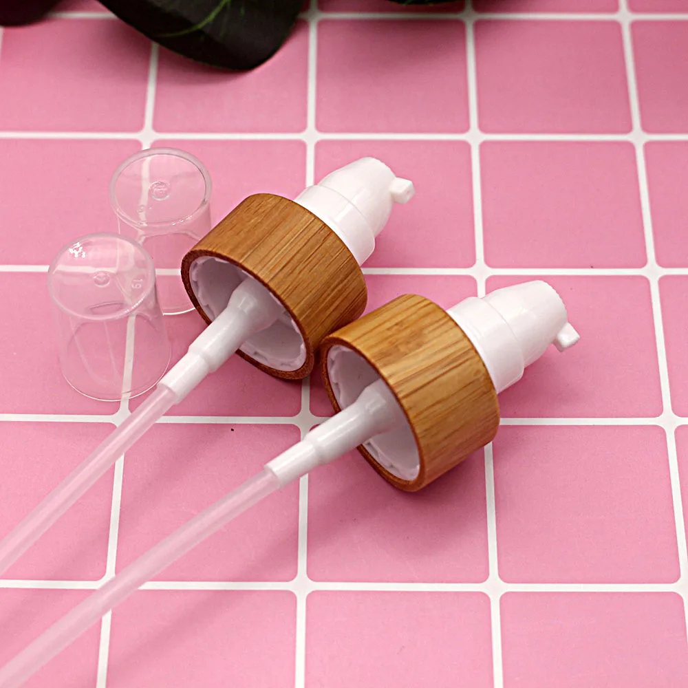 

50pcs eco-friendly perfume spray lotion pump bamboo cap wood lid cosmetic glass plastic bottle cover 20/410/ 24/410 Neck diamet