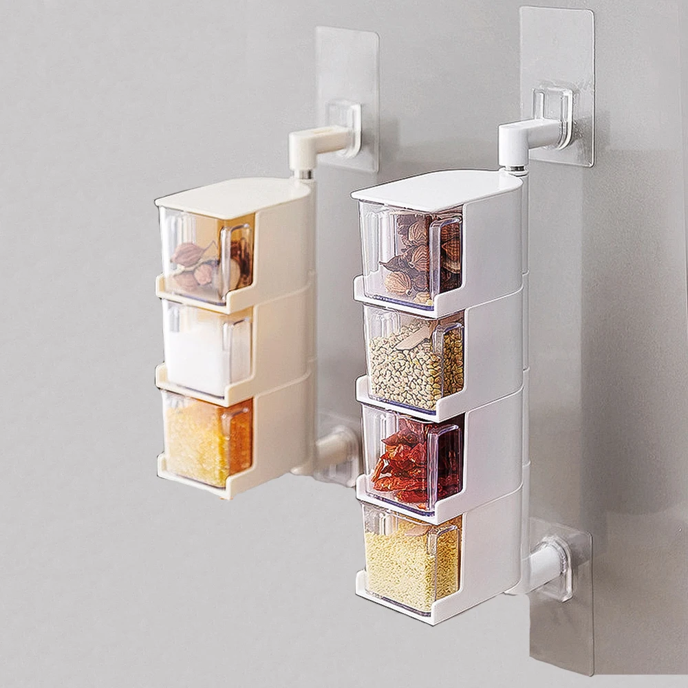 Ящик для приправ кухонный ящик хранения настенный поворотный контейнер на 360 °