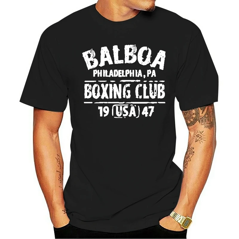 Боксерская футболка balboa c lub из фильма Рокки philly retro work o shirt с круглым вырезом