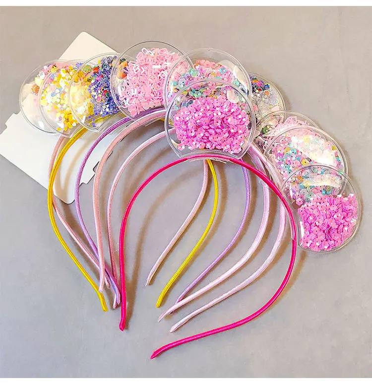 

36pc/lot Kids' bling bling sequin Quicksand headband ear Headband children glitter bowknot hair hoop Women Girls Crown Hair band