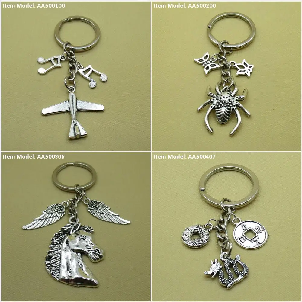 Брелок для ключей самолет нот музыкальная музыка паук голова бабочки лошадь