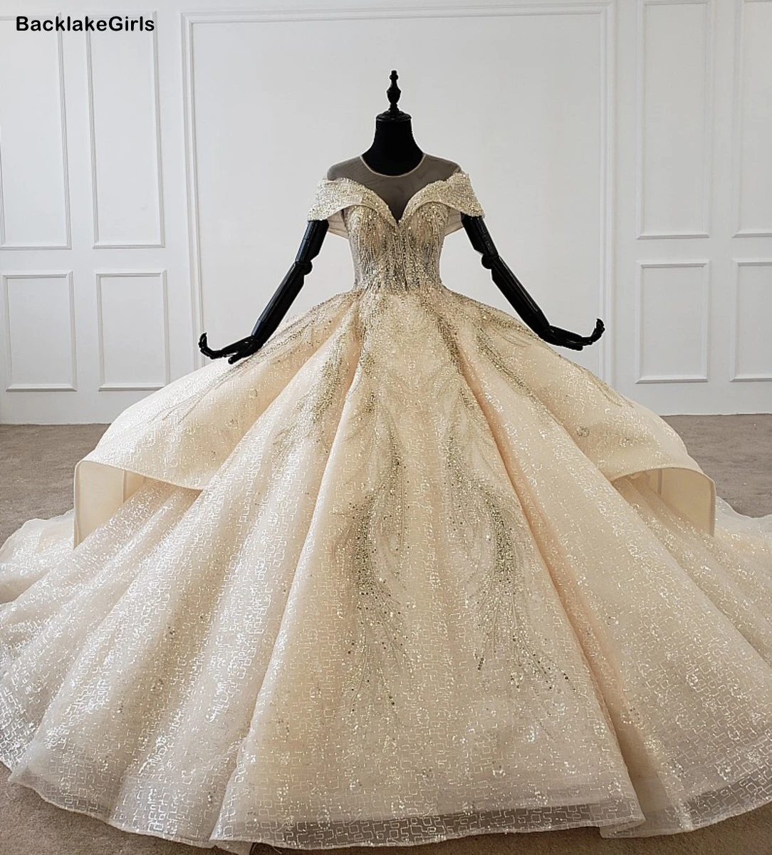 Элегантные Блестящие Свадебные платья с длинным шлейфом Vestidos Noiva расшитые