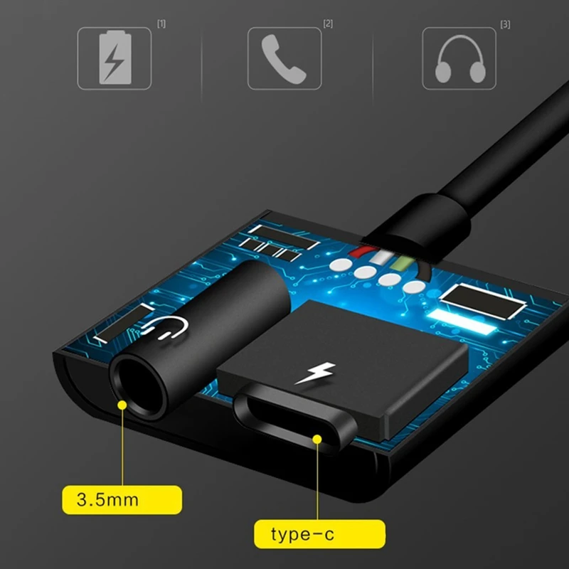 

Quality 2 in1 Type-C to 3.5mm Headphone Jack Adaptor/Connector Charger, Earphone Aux Audio & Charge Adaptor
