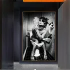 Сексуальная Девушка сидит в туалете скандинавский холст фотообои черный и белый холст фотография