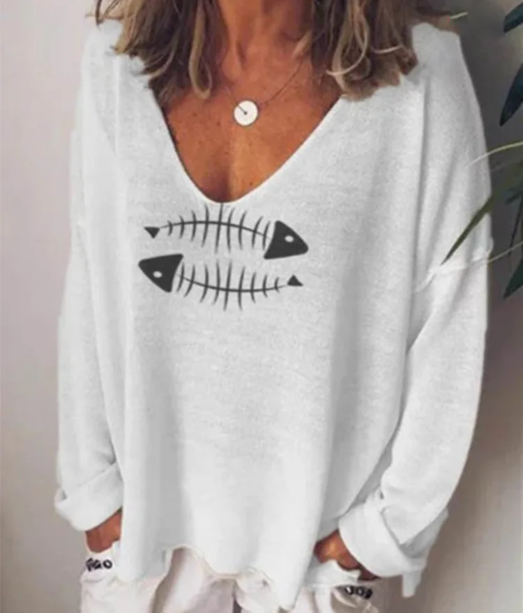 

Women T-shirt Long Sleeve Womens Clothing Harajuku Adventure Time Print V-neck Punk Plus Size Graphic Aesthetic Japanese 2020