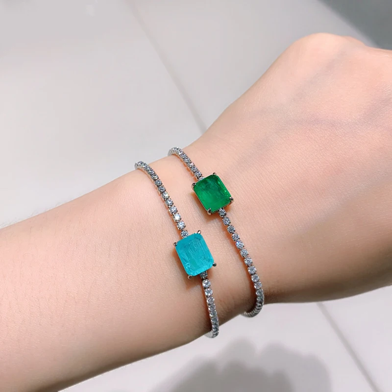 FFGEMS Paraiba Турмалин Изумрудный драгоценный камень бриллианты браслет
