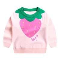 sweater girl winter pullover knitted clothing pink strawberry tops autumn for toddlers baby