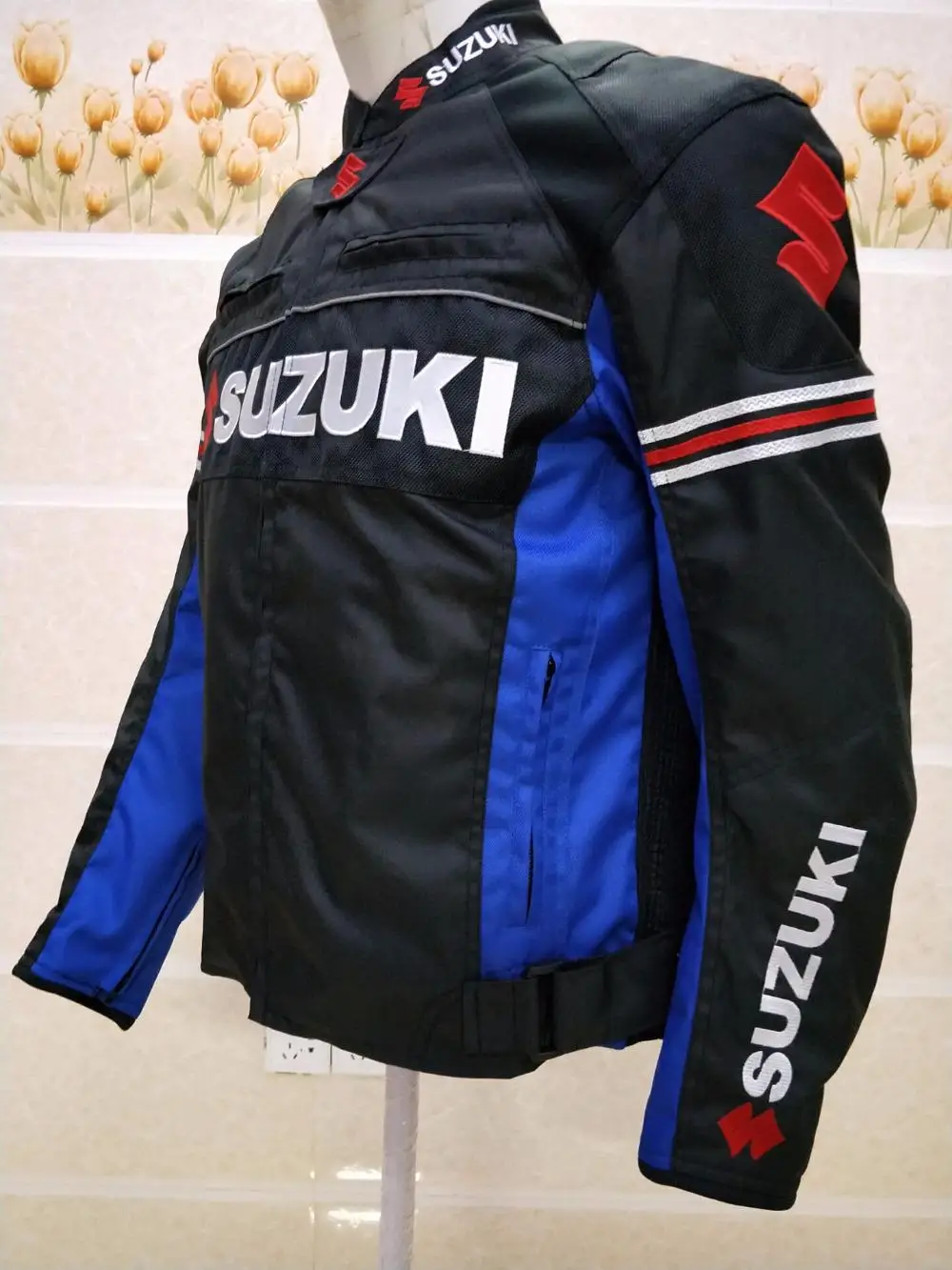 Новое поступление, профессиональные куртки для мотокросса для SUZUKI, ткань Оксфорд, куртки для мотогонок, ездовые куртки с защитой 5 шт - Цвет: Синий