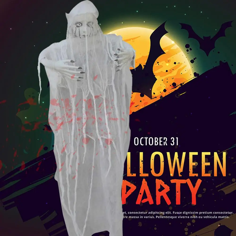 Мода 2019 Хэллоуин платье реквизит жуткий вид призрак ужас белый украшения на