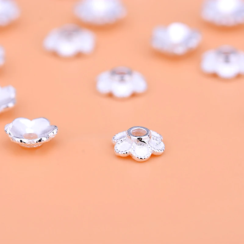 Аксессуары для браслетов и ювелирных изделий «сделай сам» из стерлингового серебра 925 пробы, держатель с цветком сливы 5 мм, материал для бисероплетения, аксессуары с кристаллами, 10 шт.