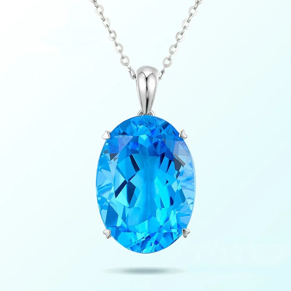 

YSH 100% 925 sterling silver creative design sea blue zircon pendant necklaces 2020 woman luxury DIY jewelry gifts free shipping