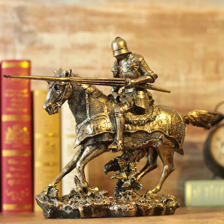 

ANCIENT EUROPEAN MEDIEVAL CAVALIER SCULPTURE HANDMADE RESIN KNIGHT STATUE ADORNMENT GIFT CRAFT FOR HOME DECOR AND ART COLLECTION