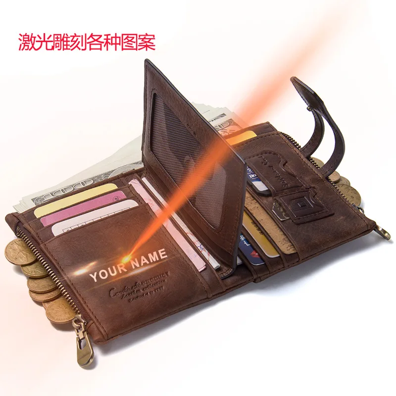 Винтажный Мужской кошелек из натуральной коровьей кожи карман для монет на