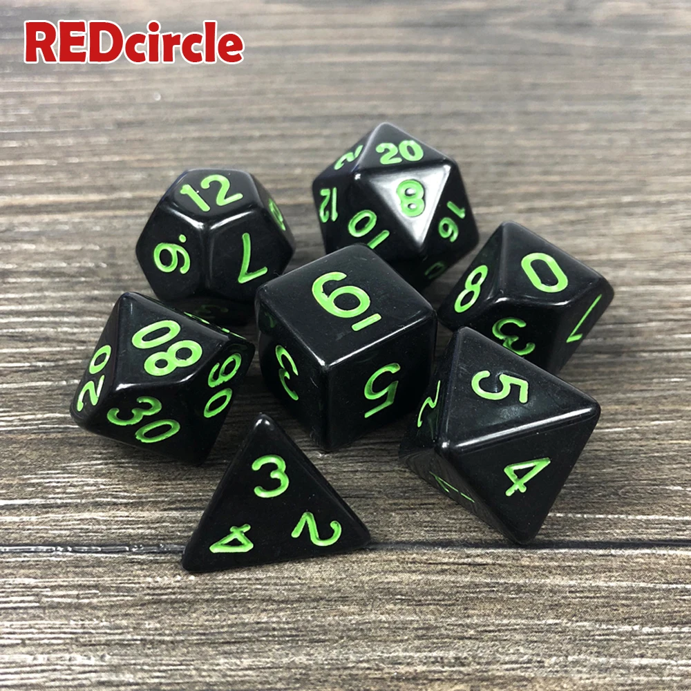 7 шт./компл. многосторонние игральные кости без непрозрачного эффекта D4 D6 D8 D10 D12 D20