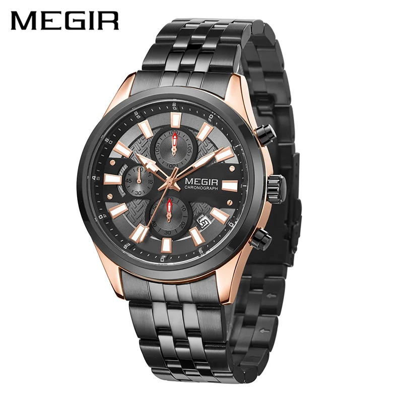 

Часы MEGIR Мужские кварцевые с хронографом, роскошные спортивные модные круглые водонепроницаемые