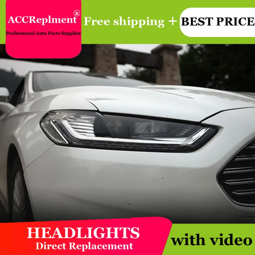 

AUTO.PRO Headlights For Ford Mondeo 2013-2016 LED Light bar Q5 bi Xenon lens High beam H7 Head lamps HID kit Projector LED Blubs