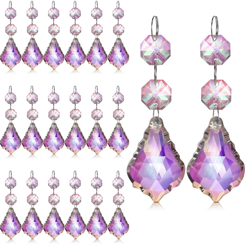 

20Pcs 38 Mm Leaf Chandelier Crystals Rainbow Crystal Chandelier Pendants Parts Beads Ornament Crystal Hanging Ornament