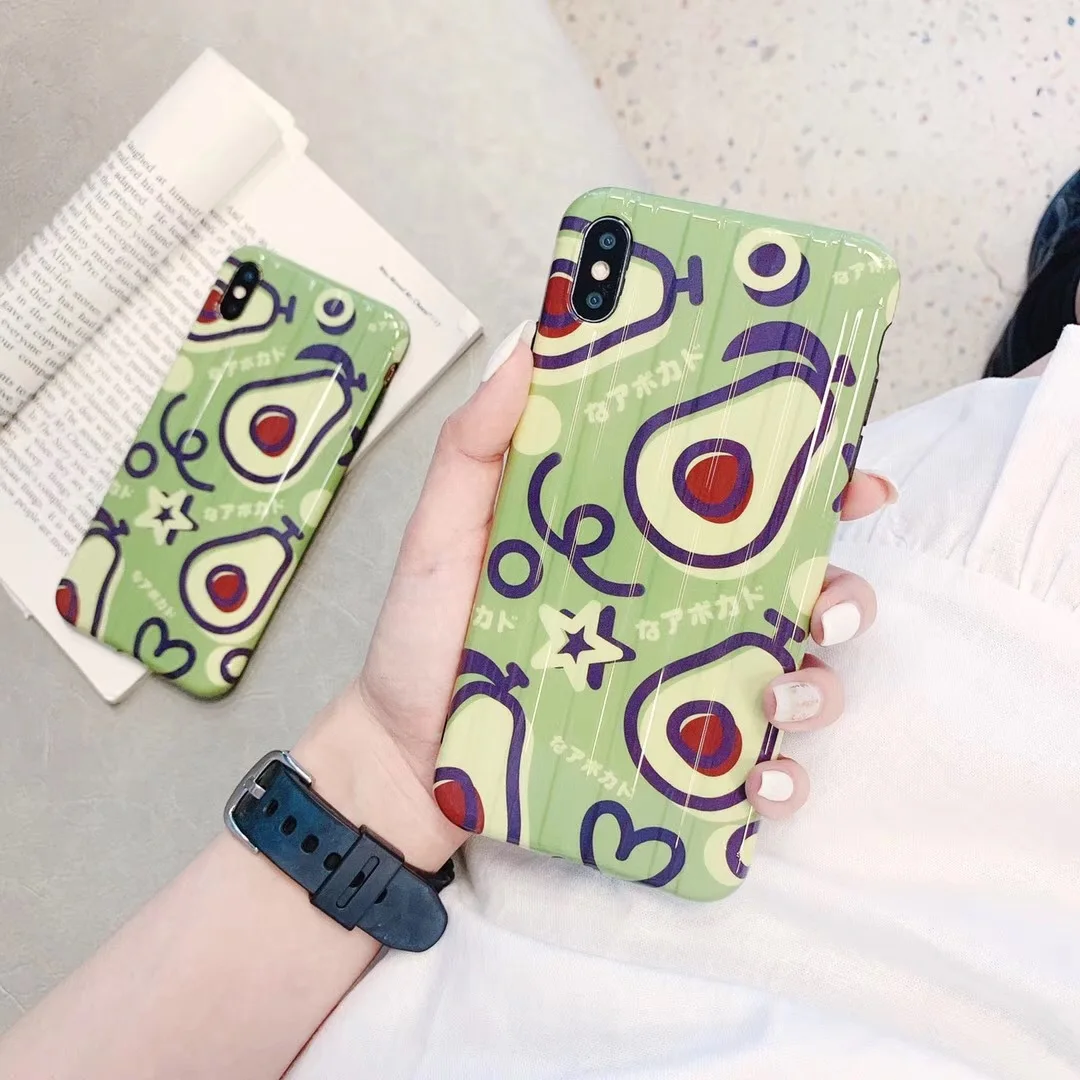 DECOCASE Прекрасный японский стиль авокадо печати чехол для телефона iphone 6 6s 7 8 Plus X XR XS