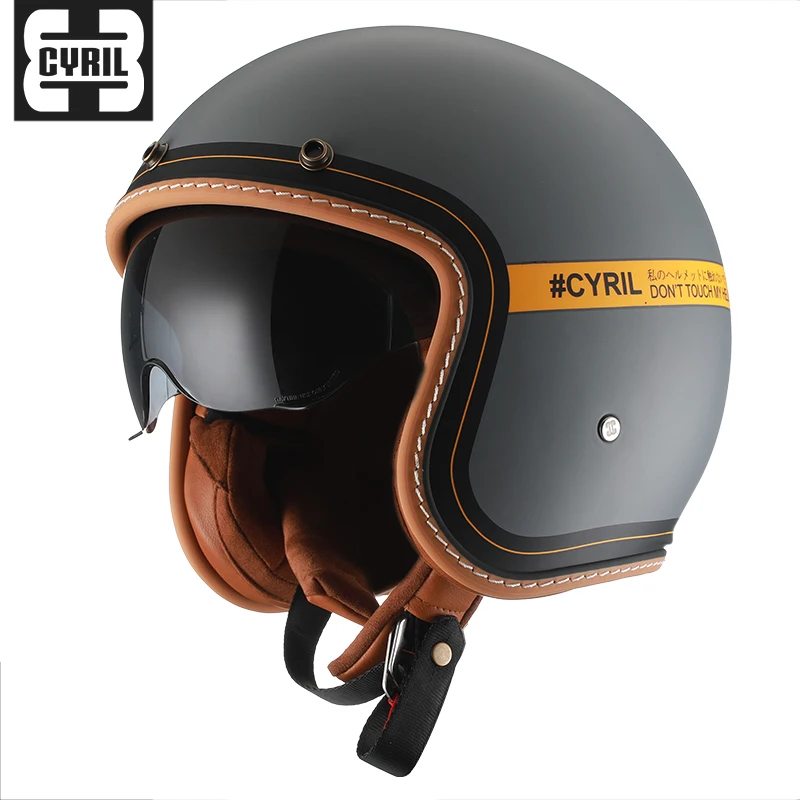 Capacete CYRIL винтажный мотоциклетный шлем cyril 3/4 с открытым лицом реактивные шлемы