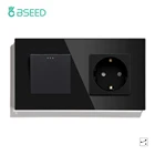 Кнопочные переключатели BSEED, настенная розетка европейского стандарта, 2 клавиши, 123 клавиши, прозрачное стекло, настенные механические переключатели европейского стандарта, белого, черного, золотого цвета