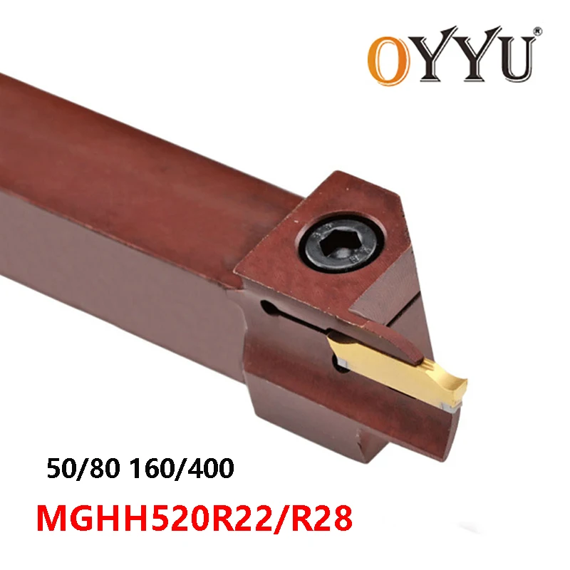 

OYYU MGHH Spring Steel Turning Tool Holder MGHH520R22-50/80 MGHH520R28-160/400 Lathe Cutter Shank for Grooving MGHH520R MGHH520
