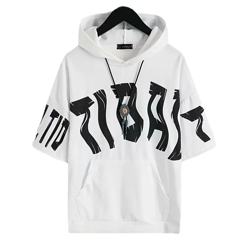 

2021 Summer Men's T-shirt Letter Printing Short Sleeve Loose Hooded T-shirt Free Shipping Best White T Shirt Men Mens Clothing