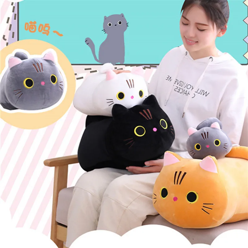 

Симпатичная плюшевая игрушка в виде кошки из ПП хлопка, 25 / 50 см, подушка для моллюсков, цилиндрическая полоса, подушка для офиса, Детская Удо...