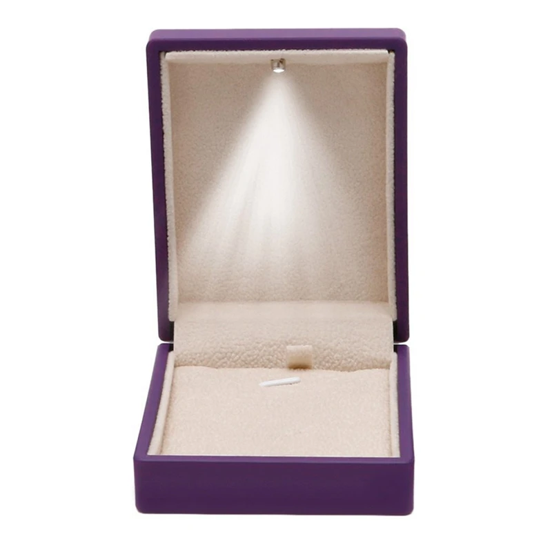 

LED Lighted Necklace Box Rubber + Plush Pendant Case for Jewelry Display Wedding Valentine's Day Gift