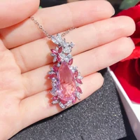 trend design romance pink flower jewelry set shiny butterfly zircon earrings pendants necklaces bridal wedding jewelry
