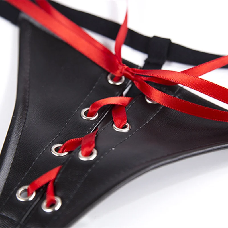 Стринги женские из искусственной кожи эротическое нижнее белье латексные трусы