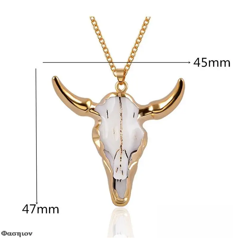 Винтажное мужское ожерелье с подвеской в виде черепа быка буйвола крупного