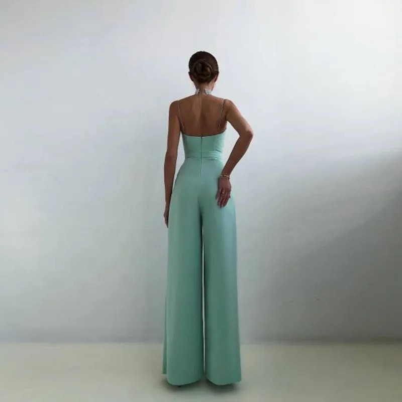 

Solid Color Casual Spaghettic Strap Jumpsuits Women Slim Sleeveless Backless Romper Dropshipping