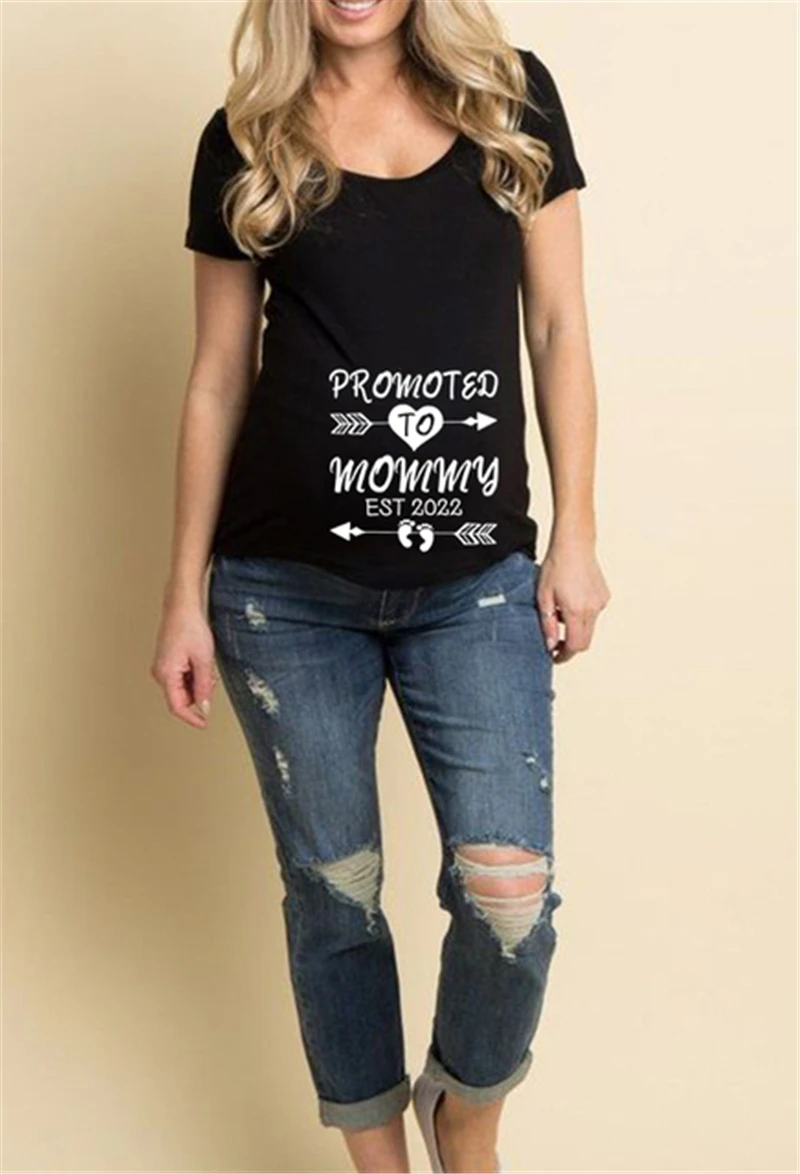 Детская нагрузка 2022 женская футболка с принтом для беременных рубашка коротким