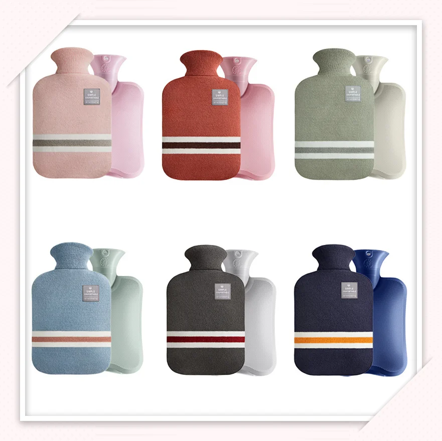 

Hot Water Bottle Warm Belly Water Injection Pvc Transparent Cute Portable Flannel Warm Handbag Large Warm Water Bag 1L 2L