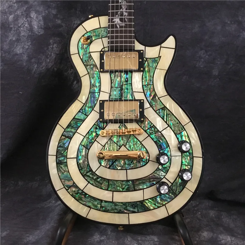 

High quality guitar, customizable electric guitar, fingerboard inlaid dragon, gold hardware electric guitar