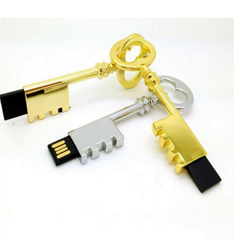 Usb флеш накопитель медный ключ в форме сердца карта памяти 4 ГБ 8 16 флешка 32 64 128 256